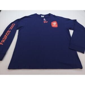 NWT Rugby World Cup France 2023 Mens XL Blue T-Shirt Long Sleeve Crew Neck